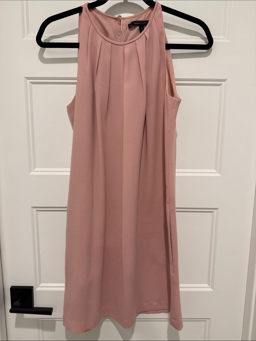 BCBG Dusty Rose Pleated Halter Midi Dress